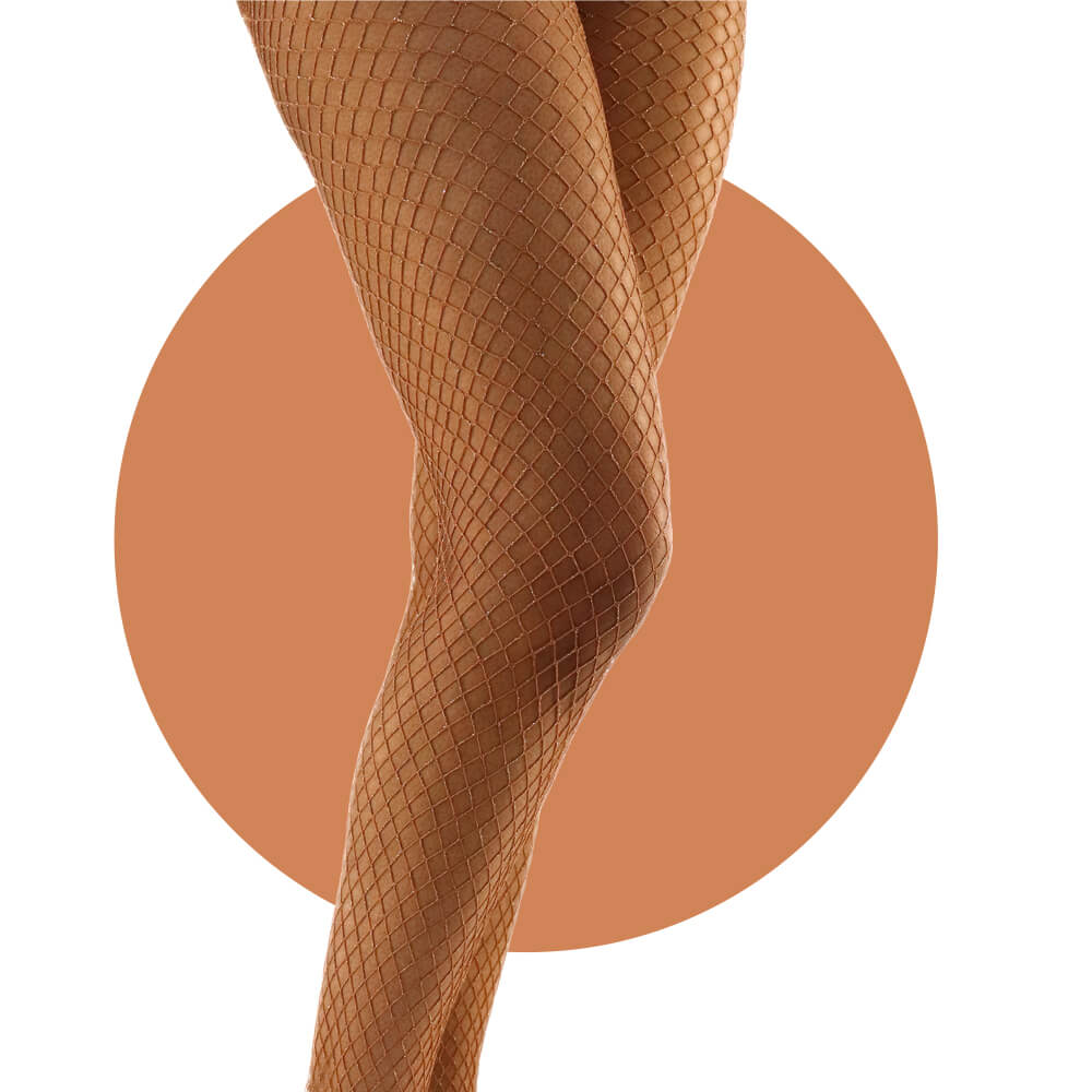 V-CUT GOLD GLITTER FISHNETS