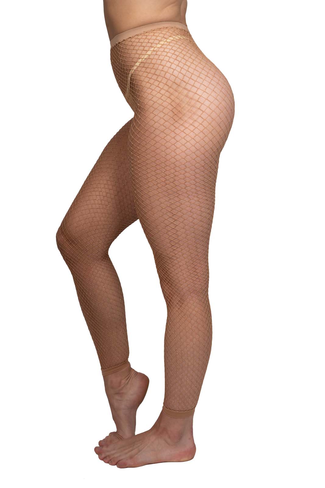 FOOTLESS GOLD GLITTER FISHNETS