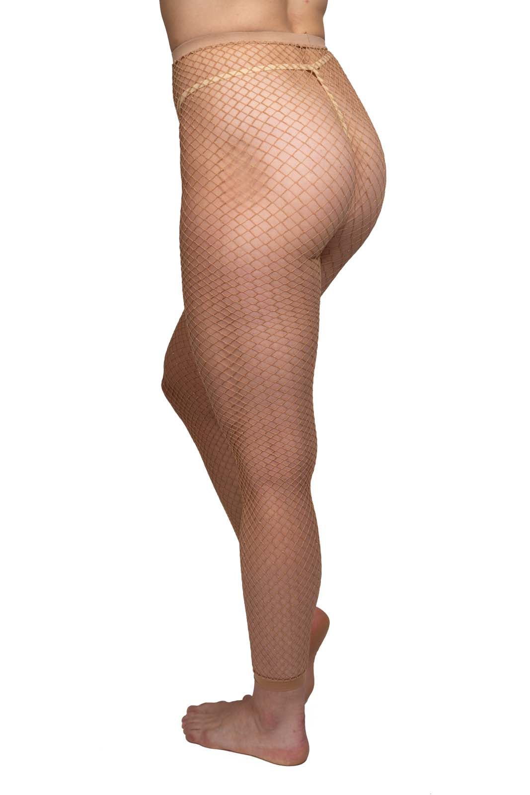 FOOTLESS GOLD GLITTER FISHNETS