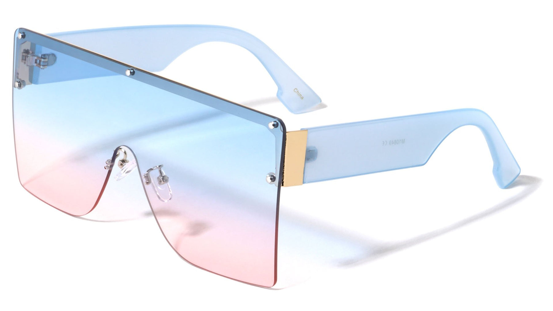 Rimless Flat Top Oversized Big Frame Shades