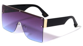 Rimless Flat Top Oversized Big Frame Shades