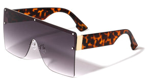 Rimless Flat Top Oversized Big Frame Shades