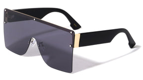 Rimless Flat Top Oversized Big Frame Shades